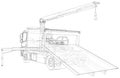 Tow truck vector. Towing car trucking vehicle transportation towage. Help on road. Wire-frame. The layers of visible and