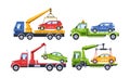 Tow Trucks Haul Away Cars Parked Improperly, Enforcing Penalties. Vehicles Are Evacuated To The Penalty Area Royalty Free Stock Photo