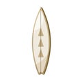 Tow-in type of long surfboard. Beach summer longboard, pointy surf board. Water sport item with pointed nose and string
