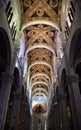 Towards the altar, the frescoed vault of the central nave of the cathedral of Lucca. Royalty Free Stock Photo