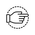Black line icon for Towards, with regard to and gesture
