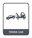 towed car icon in trendy design style. towed car icon isolated on white background. towed car vector icon simple and modern flat