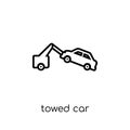 Towed car icon. Trendy modern flat linear vector Towed car icon