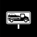 Towed car sign icon isolated on dark background