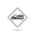 Towed car sign icon with shadow