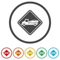 Towed car sign ring icon, color set