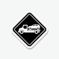 Towed car sticker icon isolated on gray background