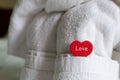 Towel cotton natural white heart symbol of love decor room love wedding