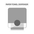 Towel dispenser. Hand pulling paper towel in the bathroom. Wall mounted automatic realistic dispenser with sensor. Restroom