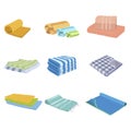 Towel folded and roll. Vector microfiber towel for shower