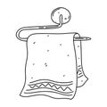 Towel in hand drawn doodle style. Vector illustration isolated on white background. Royalty Free Stock Photo