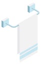 Towel hanger isometric icon. White washcloth textile