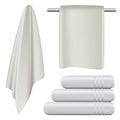 Towel hanging spa bath mockup set, realistic style