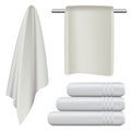Towel hanging spa bath mockup set, realistic style Royalty Free Stock Photo