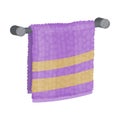 Towel Hanging on Towel Rail Isolated on White Background Vector Item