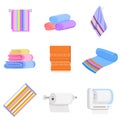 Towel icons set, flat style