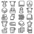 Towel icons set, outline style