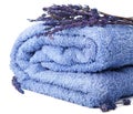 Towel and lavender isolated Royalty Free Stock Photo