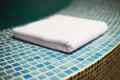 Towel on the pool close. Royalty Free Stock Photo