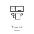 towel rail icon vector from furnitures collection. Thin line towel rail outline icon vector illustration. Linear symbol for use on Royalty Free Stock Photo