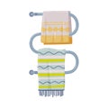 Towel Rails Radiator or Heated Towel Rail with Hanging Towels Vector Illustration