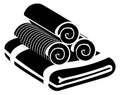 Towel rolls stack. Spa black logo. Hotel icon