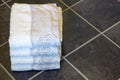 Towels in bathroom floor