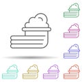 Towels and bucket multi color icon. Simple thin line, outline vector of cleaning icons for ui and ux, website or mobile