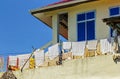 Towels dry in air on sunny day