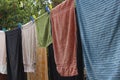 Towels drying on a clothes line Royalty Free Stock Photo