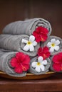 Towels with exotic flowers Royalty Free Stock Photo