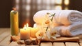 towels, flowers and candles