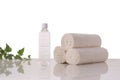 Towels and mineral water Royalty Free Stock Photo