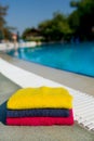 Towels near the swimming pool