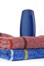 Towels and plastik bottle Royalty Free Stock Photo