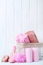 Towels with soap and wisp Royalty Free Stock Photo