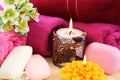 Towels, soaps, flowers, candles Royalty Free Stock Photo