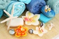 Towels, soaps, flowers, candles Royalty Free Stock Photo