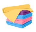 Towels stack or pile isolated icon, soft fabric for bath and kitchen