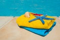Towels at the swimming pool Royalty Free Stock Photo