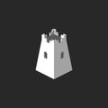 Tower abstract 3D logo, mockup castle icon, business card symbol template