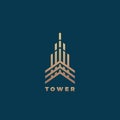 Tower Abstract Geometry Minimal Vector Sign, Symbol or Logo Template. Premium Line Style Building Concept. Real Estate