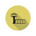tower at the airport long shadow icon. Simple glyph, flat vector of Airport icons for ui and ux, website or mobile application Royalty Free Stock Photo