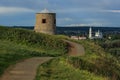 Tower of ancient Bulgar fortress on a high cliff on the banks of the Kama River