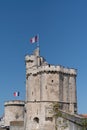 Tower of ancient fortress of La Rochelle harbor in France