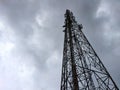 tower antennas Telecommunication cell phone, radio transmitters of cellular 5g 4g mobile and smartphones Royalty Free Stock Photo