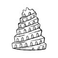 Tower of Babel. Ancient city Babylon of Mesopotamia and Iraq. Biblical story. Sumerian civilization. History and