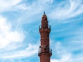 Tower of Bahr Mosque or Sea Mosque on blue sky background. Old city of Jaffa, Israel