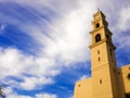 Tower of Bahr Mosque or Sea Mosque in Old city of Jaffa, Israel. It is the oldest extant mosque in Jaffa, Israel