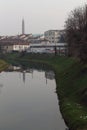 Tower of the Basilica Palladiana with the river Bacchiglione in